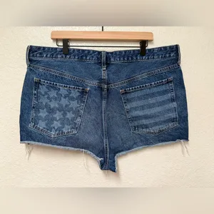 OLD NAVY OG High Rise Denim Blue Patriotic Shorts Size 18 thumbnail 4