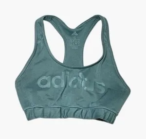 Adidas Sportswear Green Climalite Logo Sports Bra SMALL Gym Workout Lounging thumbnail 1