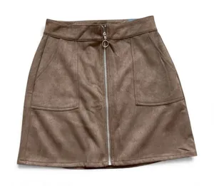 NWT Womens Maurices High Rise Taupe Faux Suede Zip Front Mini Skirt - Sz 10 thumbnail 1