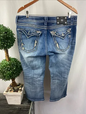 Miss Me Blue Denim Cropped Capri Jeans 33 thumbnail 3