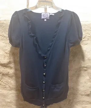 Vintage juicy couture, black size small gold button sweater thumbnail 1