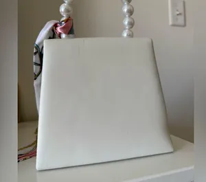 White Purse with Champagne Bow and Pearls thumbnail 4