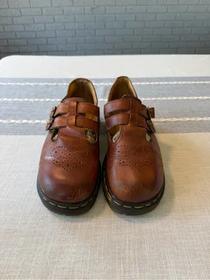 Vintage Dr. Martens 8065 Brown Leather Mary Jane Shoes Made in England Size 9 thumbnail 4