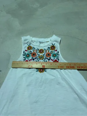THML White Floral Embroidered Tank top XS thumbnail 8