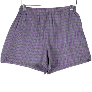 Brandy Melville Logan Shorts Womens OS Purple Plaid 100% Cotton Soft Grunge Y2K thumbnail 2