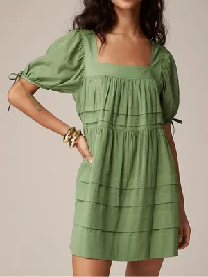 J. Crew Olive Green Calliste mini dress in cotton voile thumbnail 2