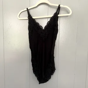 NEW Free People HAH Noir Black Back Off Floral Lace Lingerie Cheeky Bodysuit S thumbnail 3