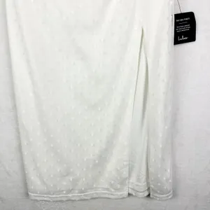 Lulus Amazing Glamour White Polka Dot Mesh One Shoulder Midi Dress Size XL NWT thumbnail 3
