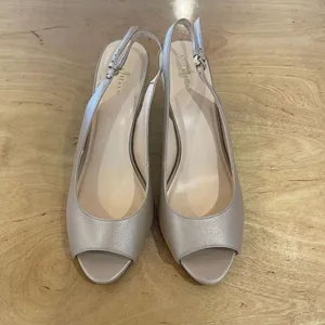 Cole Haan Womens‎ Leather Peep Toe Maya Slingback Heel Pumps Nude Size 9B NWOT thumbnail 2