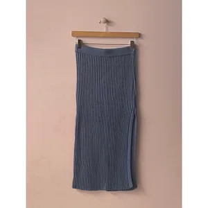 Dusty Blue Ribbed Knit Sweater Crop Top & Skirt Set Size S EUC thumbnail 3