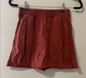Aerie Orange Red Wine Ribbed Pull On Mini Sweatshirt Material Skirt Sz XXS thumbnail 1