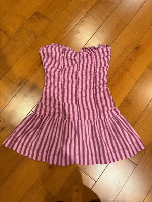 Free people surefire pink striped strapless dress thumbnail 5