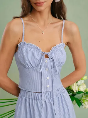 Rihoas Blue Sweetheart Neck Cami Top thumbnail 1