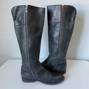 Frye Jamie Ring Tall Distressed Black Leather Riding Boots Size Women's 9 thumbnail 11