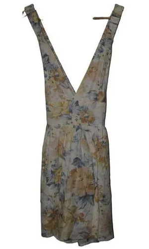 Womens Abercrombie & Fitch White Floral V-Neck Sleeveless Dress Size Medium Tall thumbnail 1