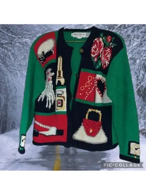 Vintage Eagle's Eye Vintage Christmas Cardigan cottagecore granny teacher thumbnail 3