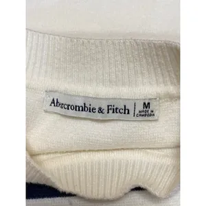 Abercrombie & Fitch White Blue Striped Short Sleeve Mock Neck Sweater Top Sz M thumbnail 3
