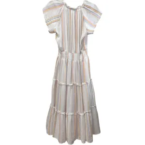 Rails Linen Amellia Dress Merida Stripe Linen Blend‎ Tiered Midi Boho Small $228 thumbnail 5