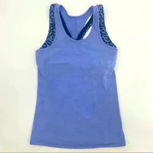Lululemon Periwinkle Racerback‎ W/Cheetah Print Sport Bra thumbnail 9