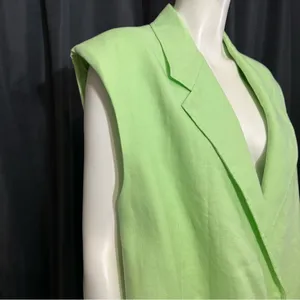 We the Free Green Light Lime Bright Young Things Linen Blazer Vest Large New thumbnail 5