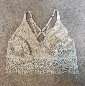Aerie Taupe Lace Unlined Strappy Back Long Line Bralette Size XL thumbnail 1