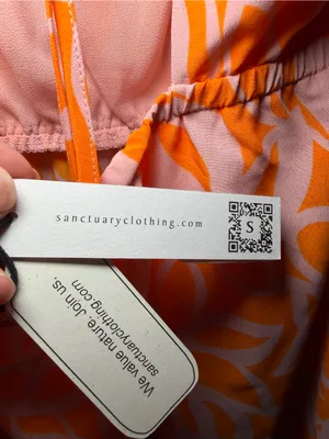 Sanctuary Neon Orange & Light Pink Leaf-Print Mini Dress thumbnail 2