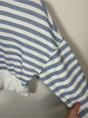 FRAME Drop Shoulder Crew Pullover Chambray Multi Striped Sweatshirt XS thumbnail 7