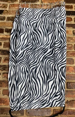 Women's Black & White Zebra Print Fringed Oversized Shawl Scarf thumbnail 1