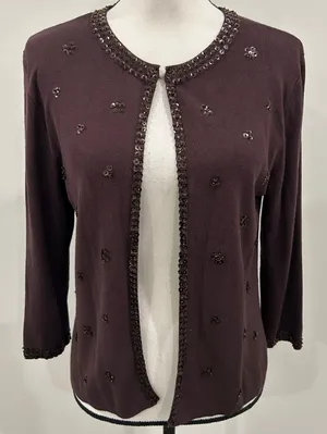 Finity Embellished Cardigan Brown Size L thumbnail 2