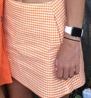 Urban Outfitters orange and white checkered mini skirt size XS thumbnail 1