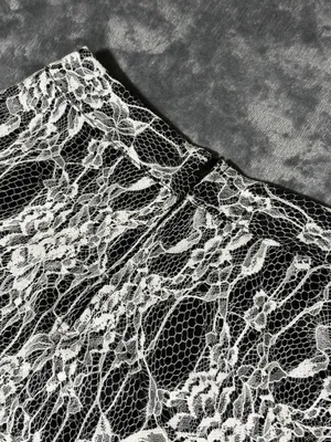 Iz Byer Lace Overlay A-Line Skirt in Black and White thumbnail 3