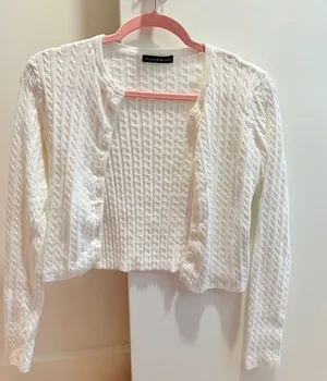 Brandy Melville Sweater White Knit Cable thumbnail 1