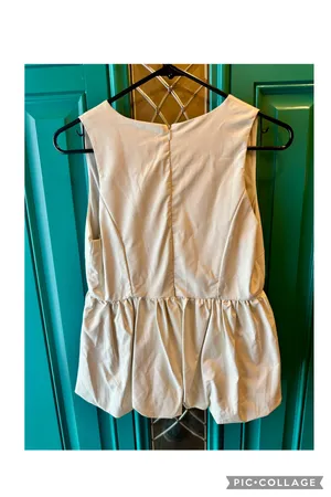 TCEC White Faux Leather Peplum Tank Small thumbnail 5