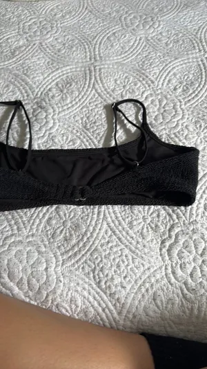 Black Ribbed Bathing Suit top thumbnail 3