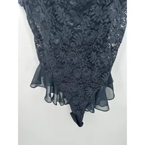 Victoria's Secret‎ Black Lace Bodysuit Womens M Ruffle Y2K Vintage Lingerie thumbnail 4