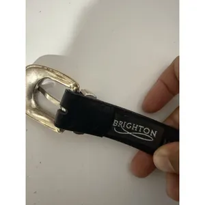 Brighton Black Leather Belt With Silver‎ Cowgirl Cowboy Heart Concho Size M 35" thumbnail 7