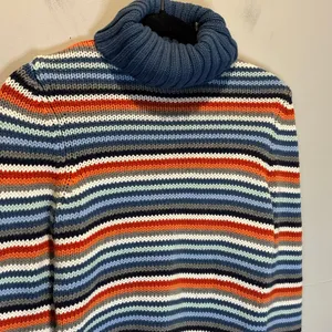 American Eagle Vintage Striped Chunky Knit Turtleneck Sweater - Medium thumbnail 4