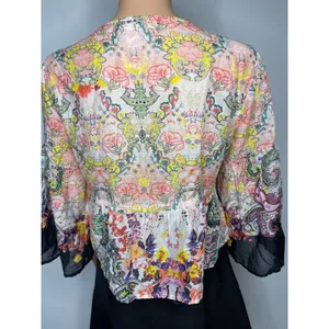 Natural Life Isabella Cotton Top M New Boho Western Black Multicolored Paisley thumbnail 2