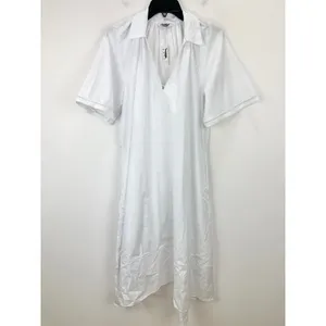 Madewell Poplin Splitneck Midi Shirtdress Cotton White Pockets Relaxed M NWT thumbnail 7