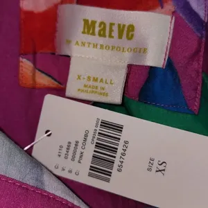 NWT Maeve Anthropologie Womens Pink Combo Tunic Buttondown Dress‎ XS thumbnail 4