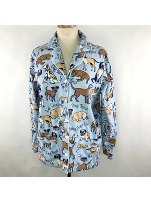 Pajamagram Medium Dog Tired Cotton Flannel Pajamas 2-Pc Blue 100% Cotton Womens thumbnail 7