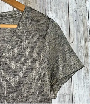 White House Black Market Metallic Sheer Zebra Print V-Neck Tee •Small thumbnail 2