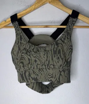 Varley Edris Sports Bra‎ In Distorted Green Print Small thumbnail 1