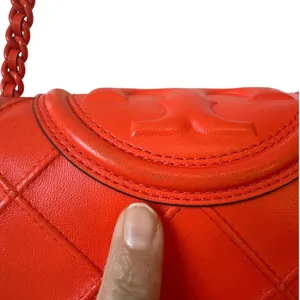 Tory Burch Fleming Orange Quilted Leather Convertible Shoulder Crossbody Bag thumbnail 14