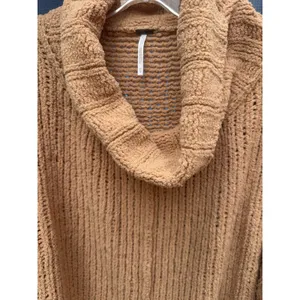 Free People Be Yours Pullover Sweater Camel Chunky Knit Oversized Cowl Neck XS thumbnail 5