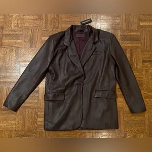 [BLANKNYC] Faux Leather Oversized Blazer thumbnail 4