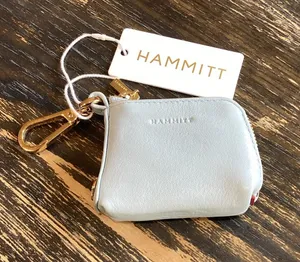 Hammitt Small Blue Leather Key Pouch with Gold Hardware thumbnail 1
