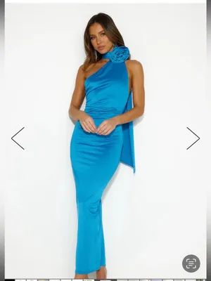 Hello Molly blue dress with flower neck thumbnail 3