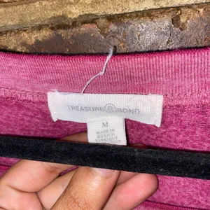 Treasure & Bond Fuchsia Pink Bell Sleeve Lightweight Sweatshirt Women's Medium thumbnail 4