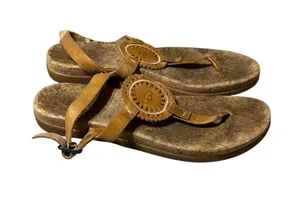 UGG Ayden II Brown Leather Medallion Cork Thong Slingback Sandals Size 8 thumbnail 1